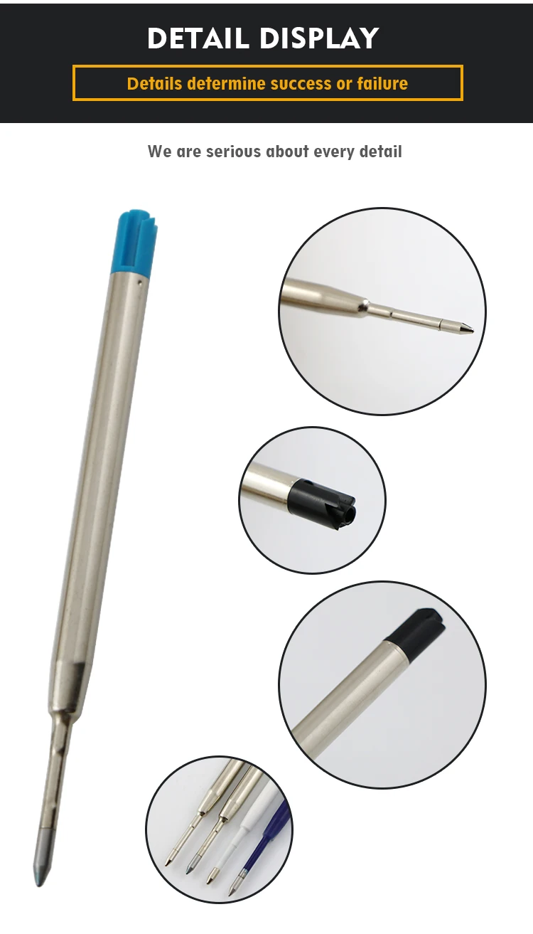 9.8 Cm Long Black Ink Roller Pen Refill Replacement Twist Gel Ink Pen