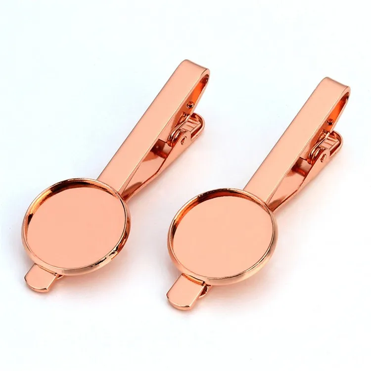 Copper Silver Color Tie Clip Pin With 16 18 20mm Round Blank Tie Clips