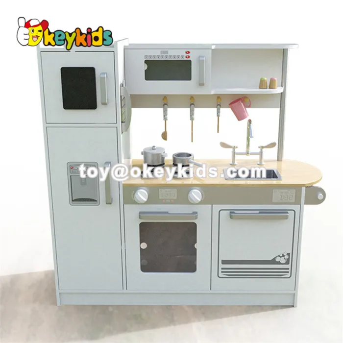 2018 New Original Design White Big Wooden Kids Kitchen Set For Pretend