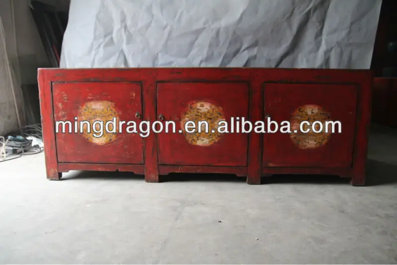 Chinese Antique Living Room Red Drawing Tv Cabinet Buy Living