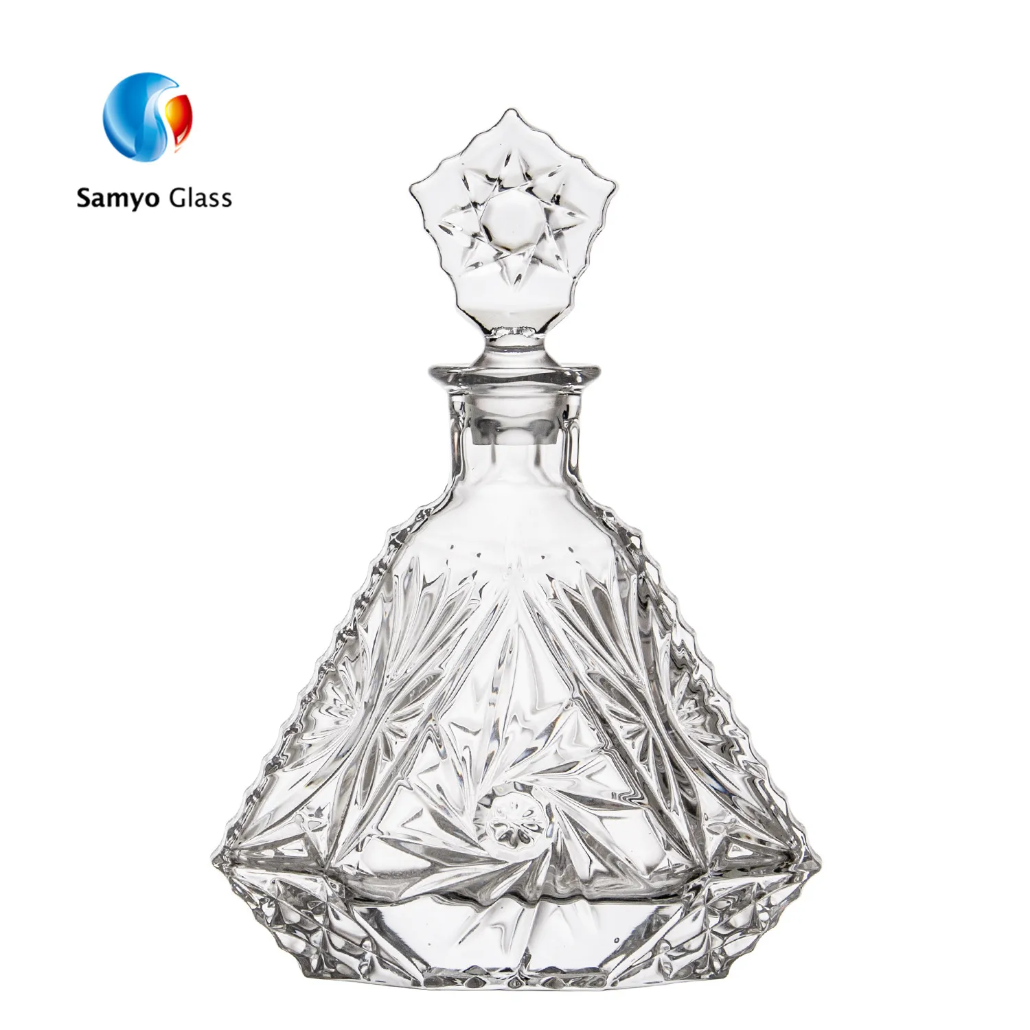 Wholesale Frosted Clear Decorative Blown Fancy Liquor Glass Wine