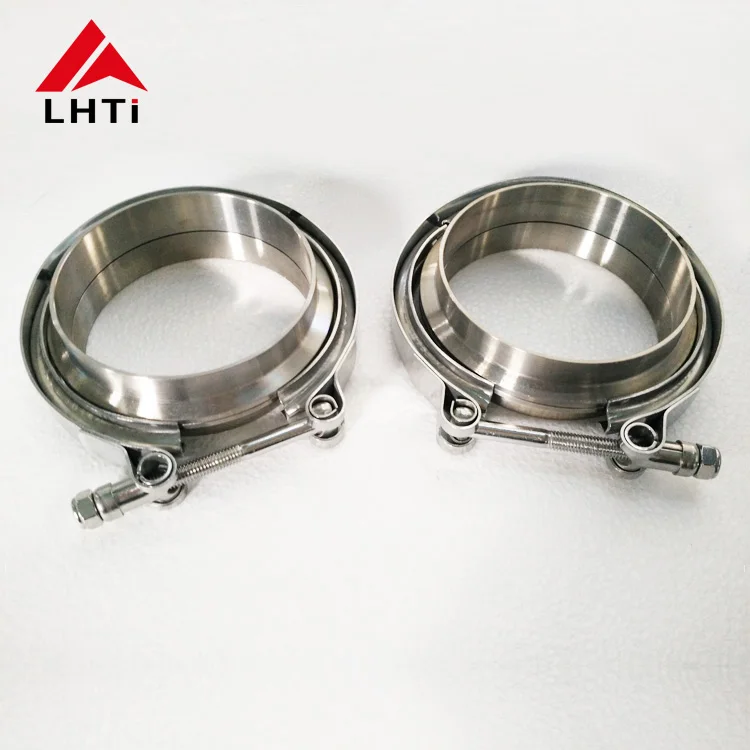 High quality 2.5inch 3inch 3.5 inch 4 inch gr2 titanium v band clamp set with flange for exhaust system