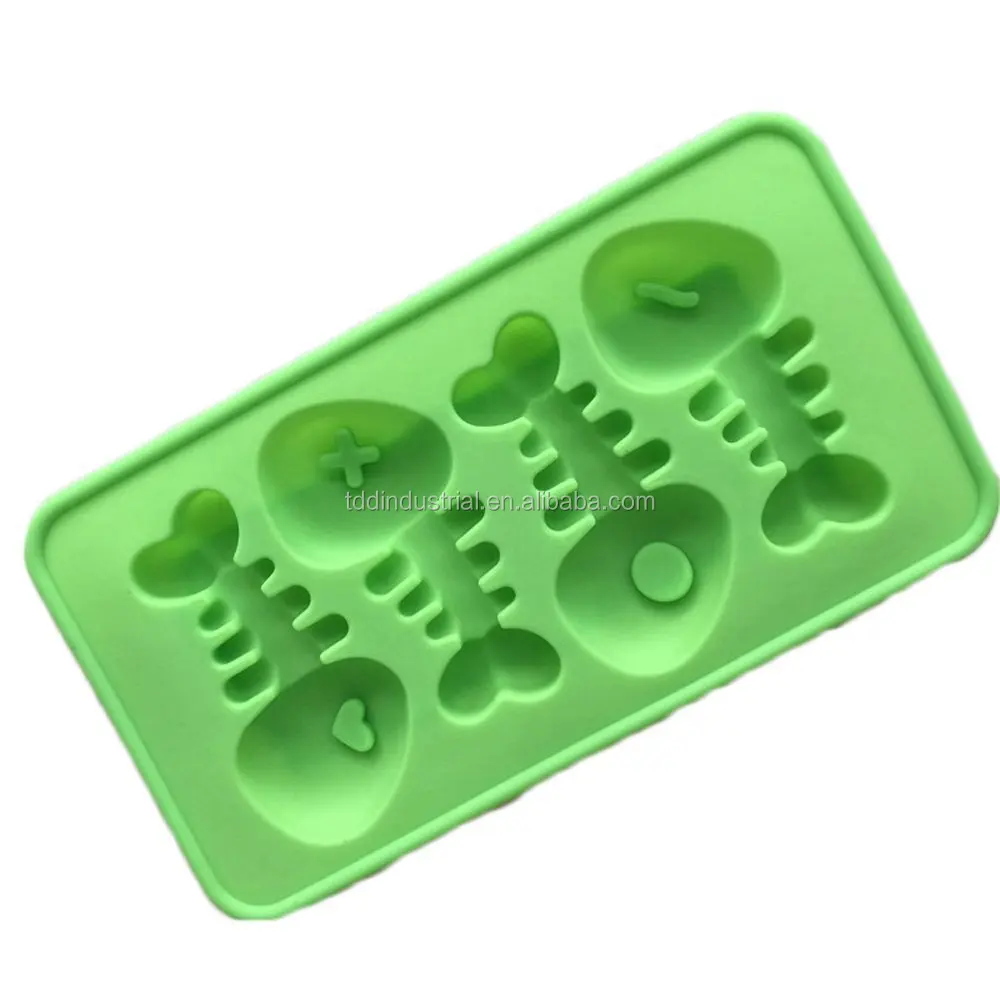 Silicone Fish Bone Shaped Ice Cube Trays Mold Ice Cubes Tray Pudding 