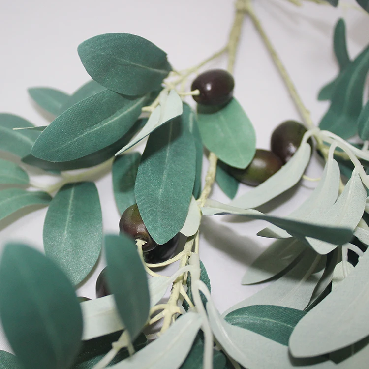 Artificial Green Leaf Plant Silk Olive Tree Branch Foliage Artificial