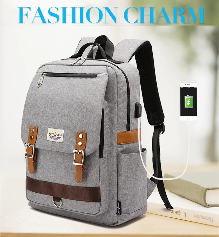 Fashion cheap wholesale casual girls student school simple bag backpack with usb