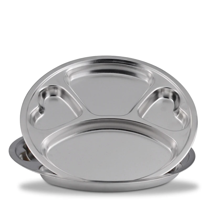 Cheap Serving Trays Cutlery Stainless Steel Round Compartment Tray