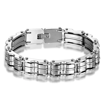 Ali Express Hot Style Chunky Mens Heavy Jewelry Silver Color Ali Express Hot Style Chunky Mens Heavy Jewelry Silver Color Stainless Steel Biker Bracelet In Stock