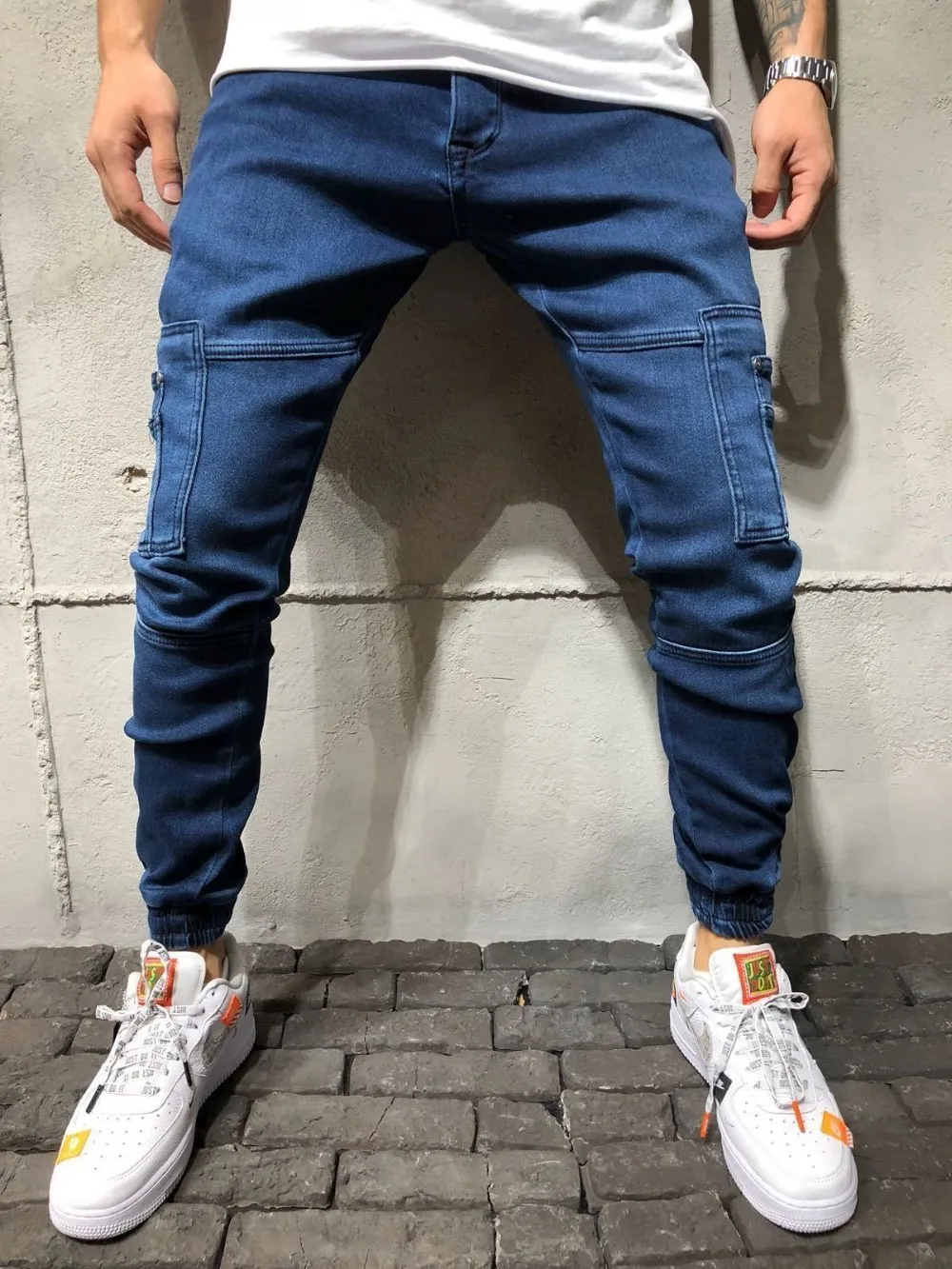 mens elastic ankle jeans