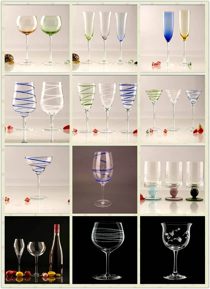 Wholesale Handmade High Quality Red Wine Glass With Gold Sliver Rim