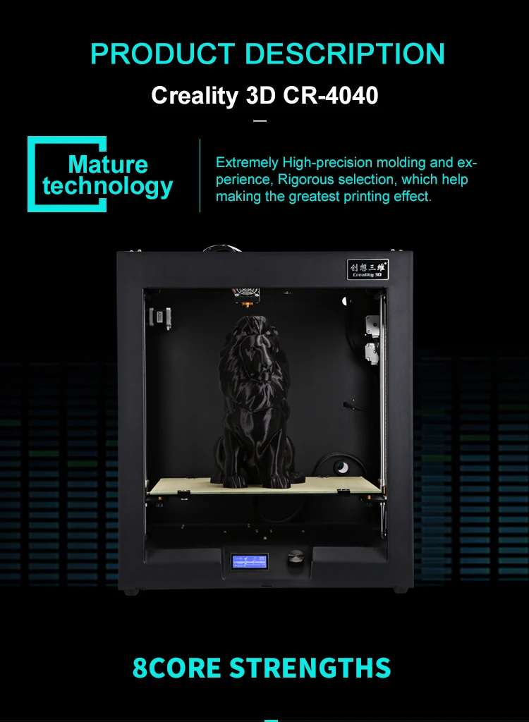 Metal FDM printing large 3D printer with 400*400*400mm build size Creality CR-4040 3d printer