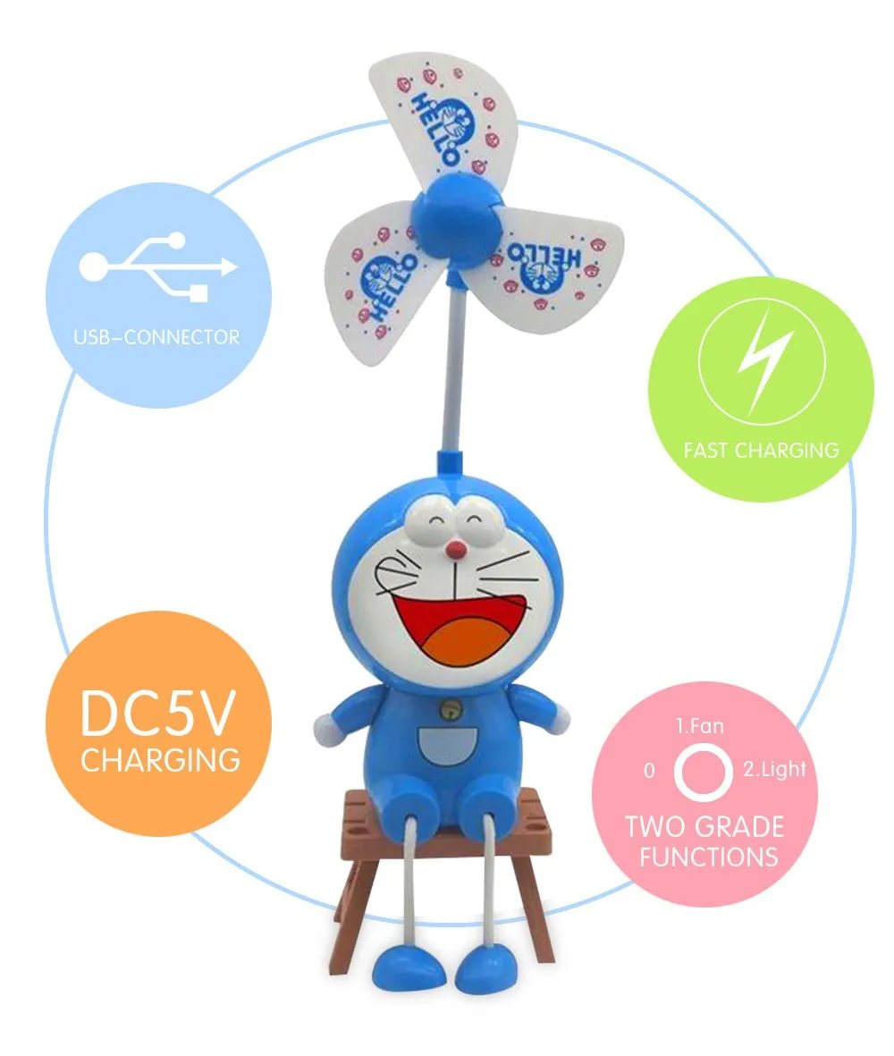 toy Baby portable fan with light Doraemon student fan