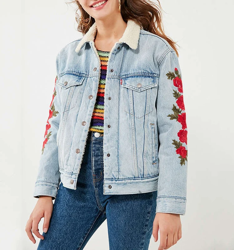 sherpa denim jacket women
