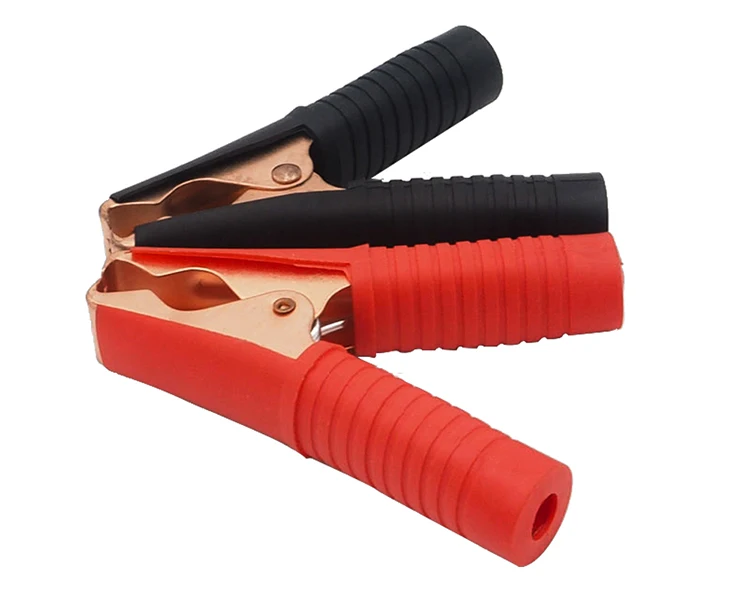 SENRISE Heavy Duty Crocodile Clip Alligator Clip Insulated Electrical Testing Circuit Large Clamps 2pcs Red Black