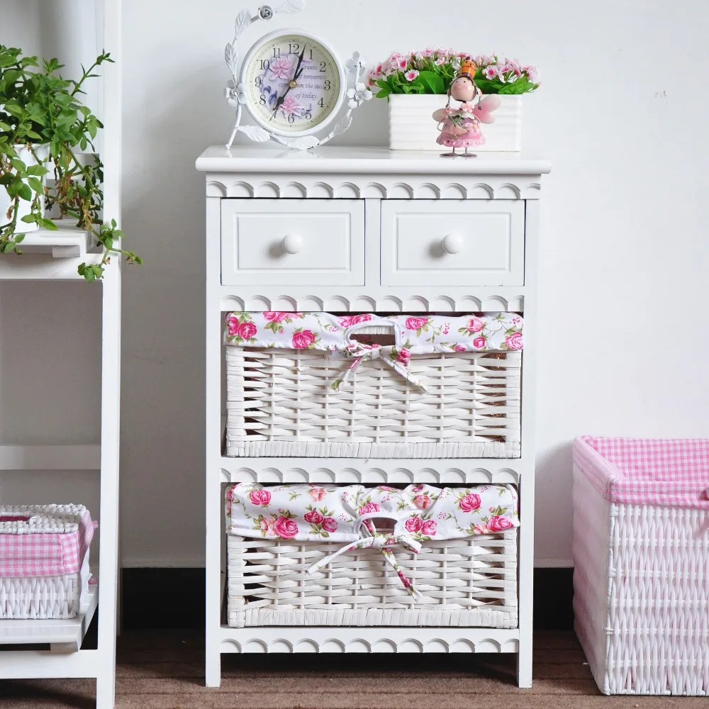 Shabby chic land stijl wit houten kabinet voor slaapkamer kamer ...