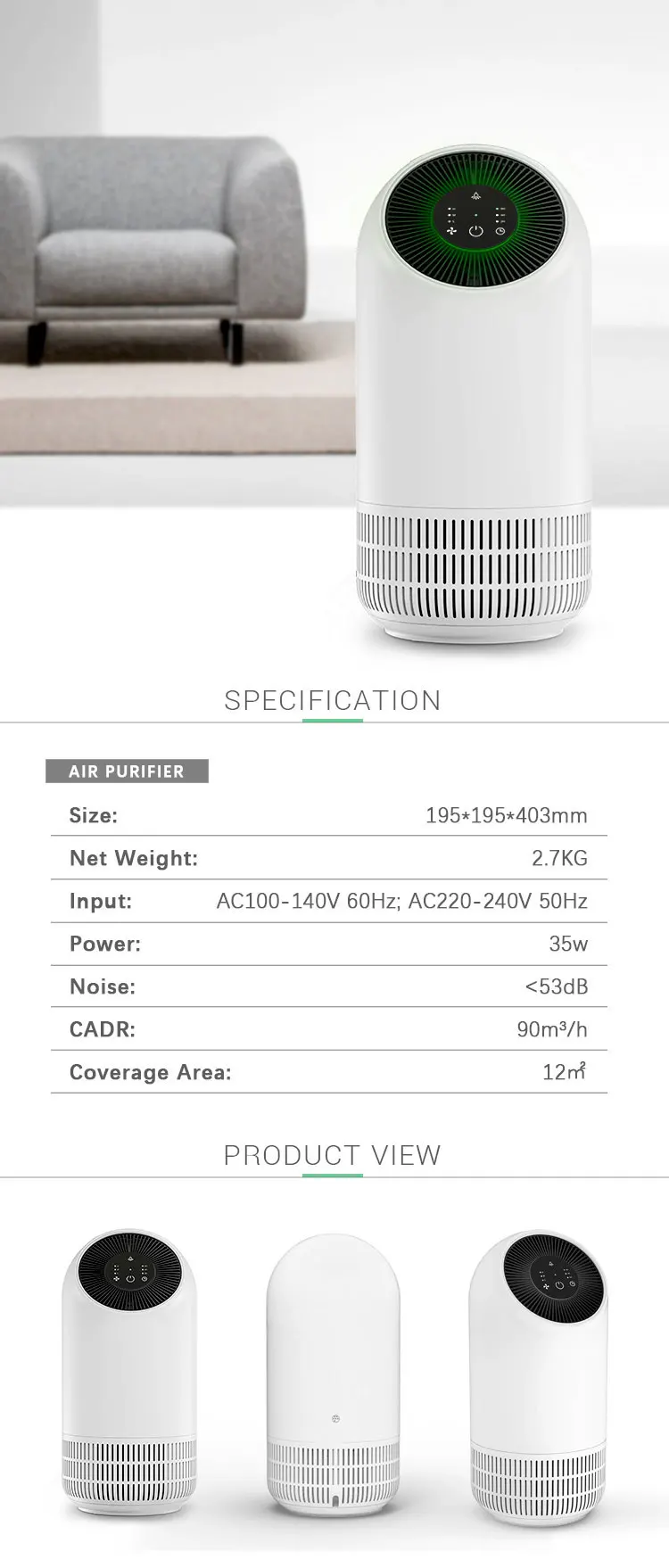 2019 Guangdong Portable Airpurifier Car Air Purifier With Hepa Filter