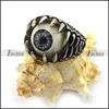Punk Style Silver Engraved Sharp Teeth Encircled Devil's Eye Blue Eyeball Ring