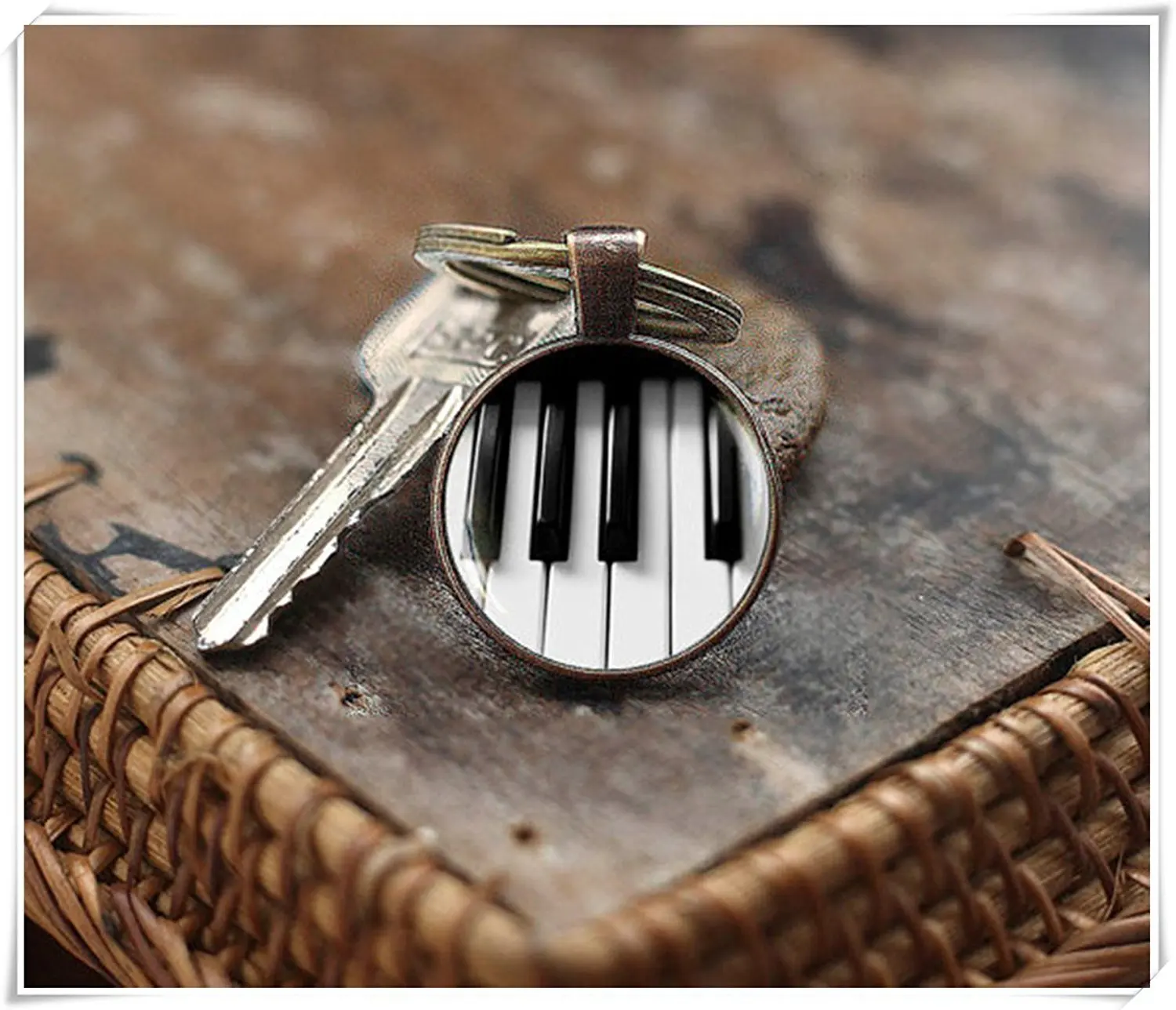 Piano key buckle, classical music gift, glass dome key button, pure handmade