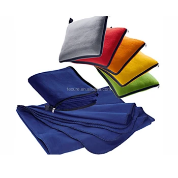 Extra Soft Fleece Blanket Travel Pillow Blanket With Zipper Bag