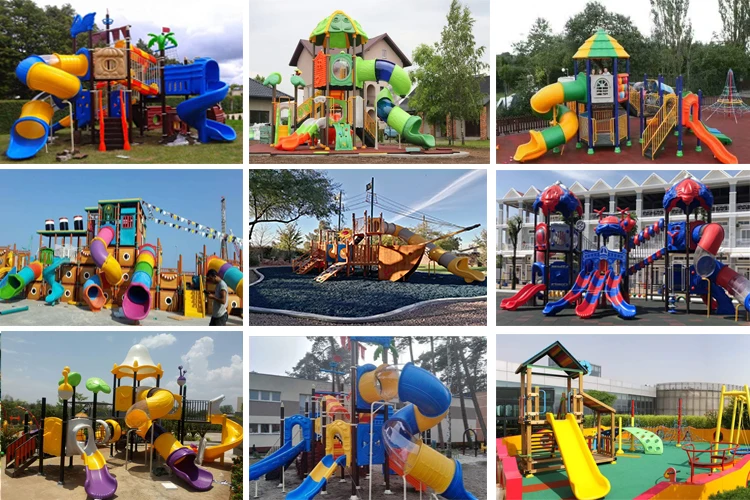 Newest plastic outdoor kids playground,  Amusement park slide