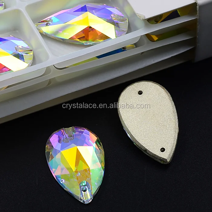 Fancy olivine AB flat back crystal sew on rhinestones 17X28mm