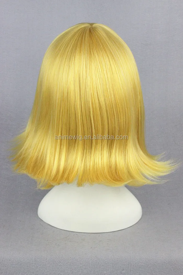 short curly yellow wig