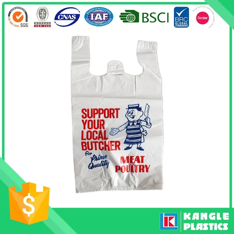 plastic grocery vest handle t shirt packaging bag for shopping