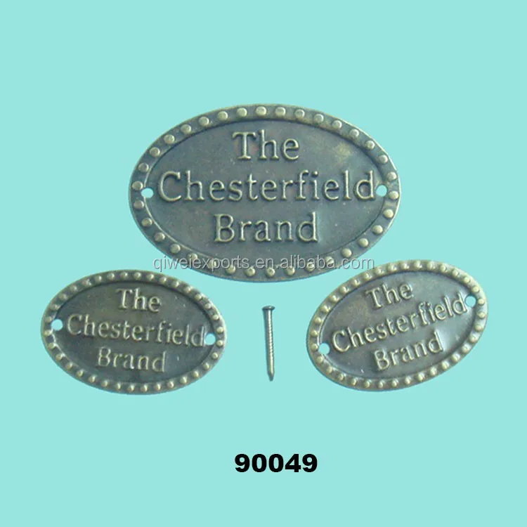 Metal Logo Plate With Brass Fitting Nails,Embossed Metal Logo Labels