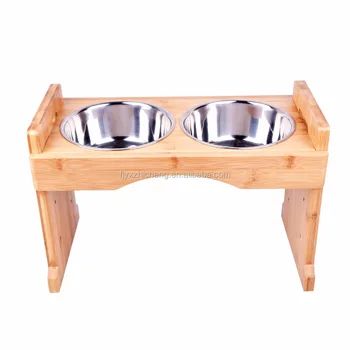 bamboo dog bowl stand