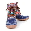 Women Fashion Leather Rubber Serape Leopard Duck Boots