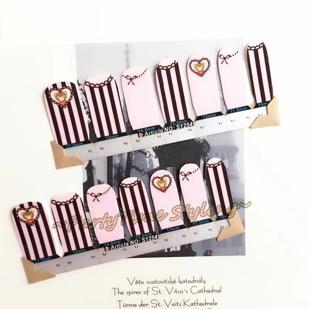 My Dear Little Bear Nail Art Sticker Patch 14 pcs set Waterproof Decals Foils Gel Polish