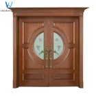 Modern House Exterior Door Double Tempered Glass Pure Wood Door Villa Entry Front Door Design
