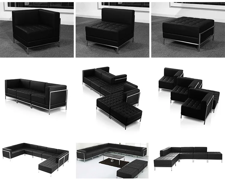 Classical design cheap waiting area sofa with PU cover