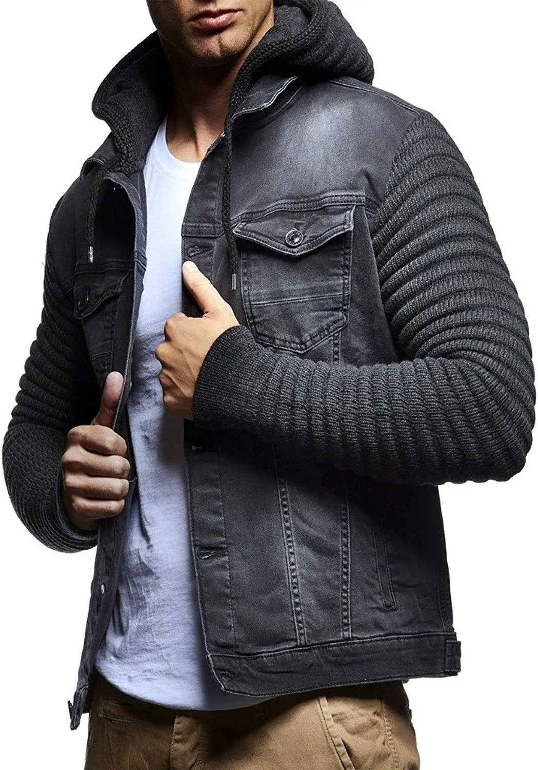 фото мужских вязаных курток с капюшоном