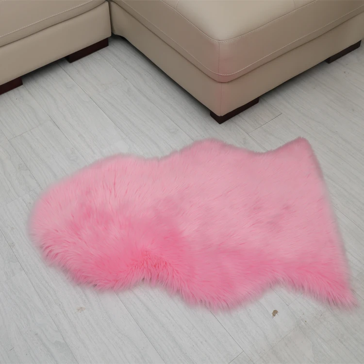 Hot sale pure white silver tip dying faux sheep skin rugs