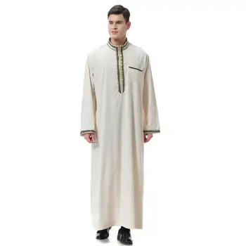 Plus Size Muslim Men Clothing Stand Collar Turkish Caftan Robes Islamic ...