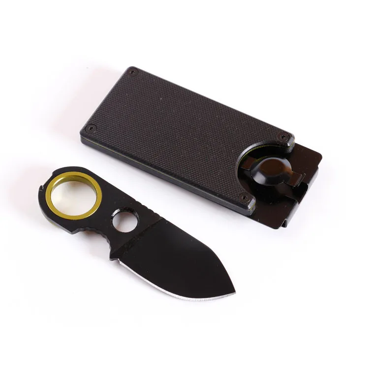 Mini Money Clip Fixed Blade Pocket Knife Camping Rescue Multi ...