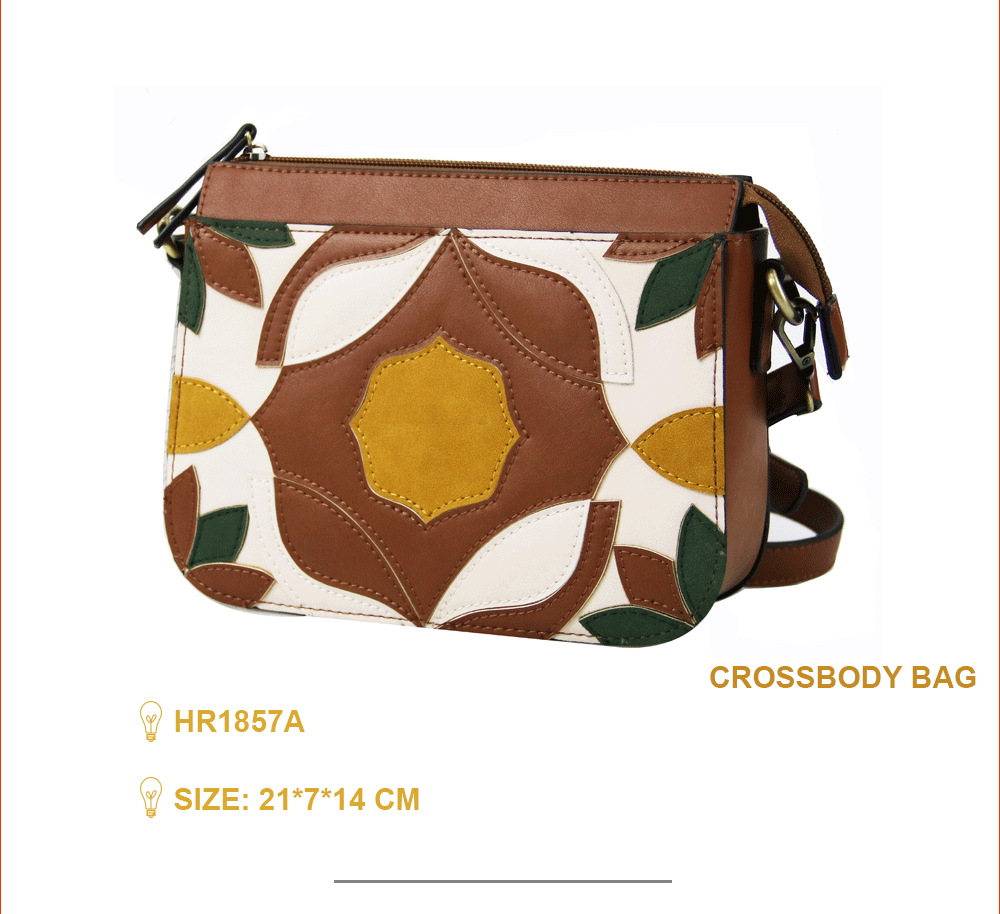 brown leather women bags with flower patch.gif