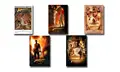 Indiana Jones 5pcs combination movie poster print silk fabric cloth wall sticker Wall Decor custom print