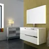 Contemporary high gloss white lacquer finish bath vanity