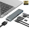 7 in 1 Dual Usb Type C To 4K@60HZ Thunderbolt 3 HDMI 2USB 3.0 SD TF Hub For Macbook Pro