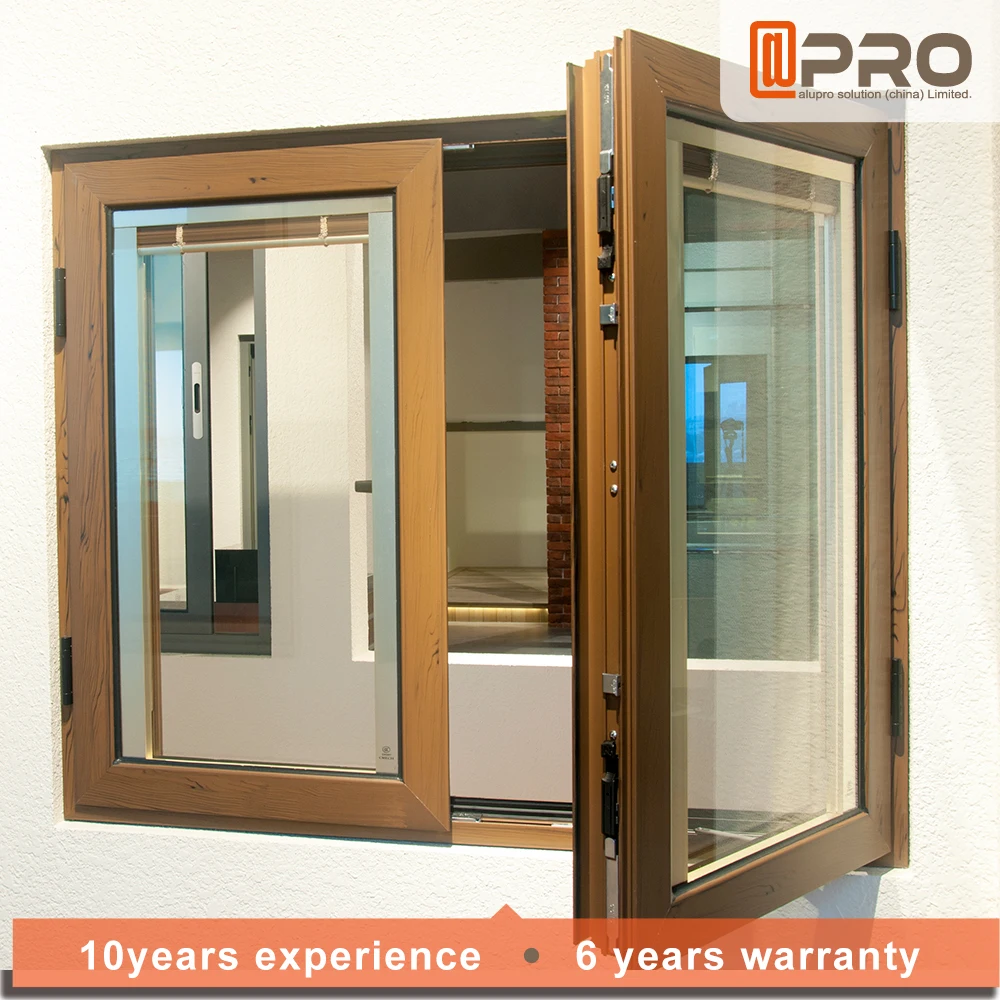 2021 Fashion Double Glass Casement Window With Blind Inside Bullet Proof Glass Window Double