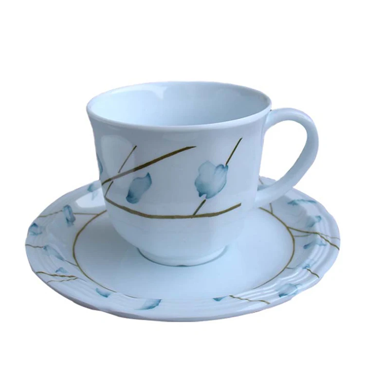 Supermarket Modern Flower Melamine Ceramic Coffee Cup And Saucer Set