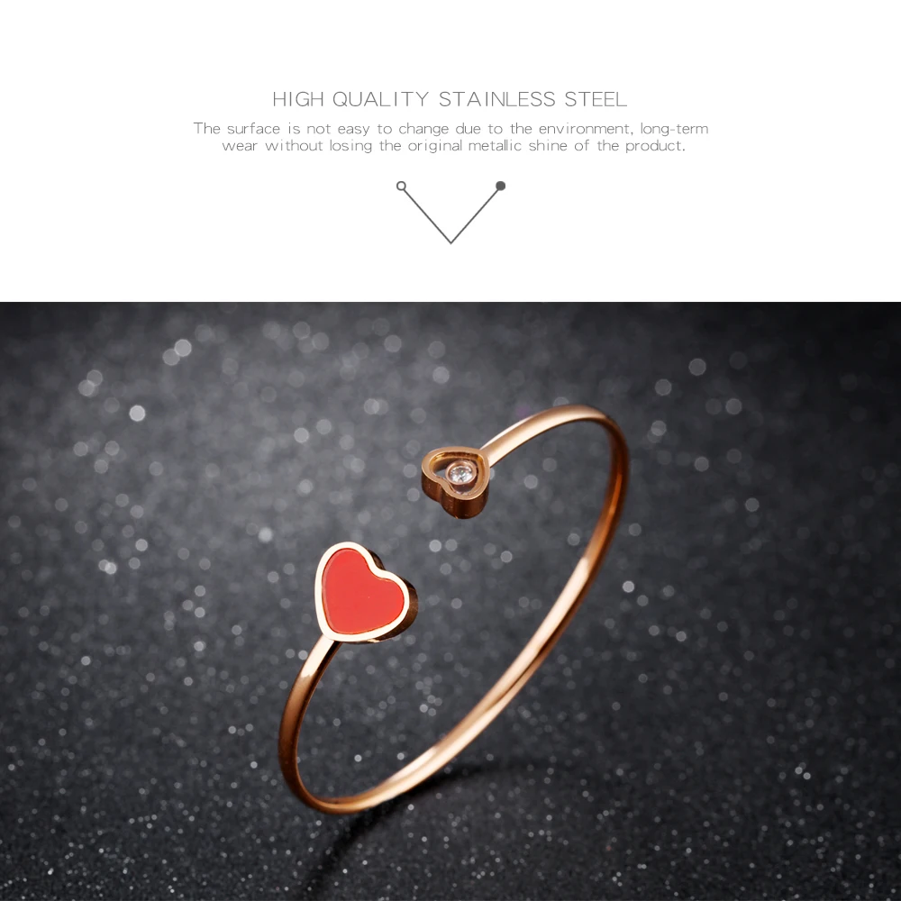 Wholesale Women Jewelry Stainless Steel Cuff Heart Enamel Bracelet