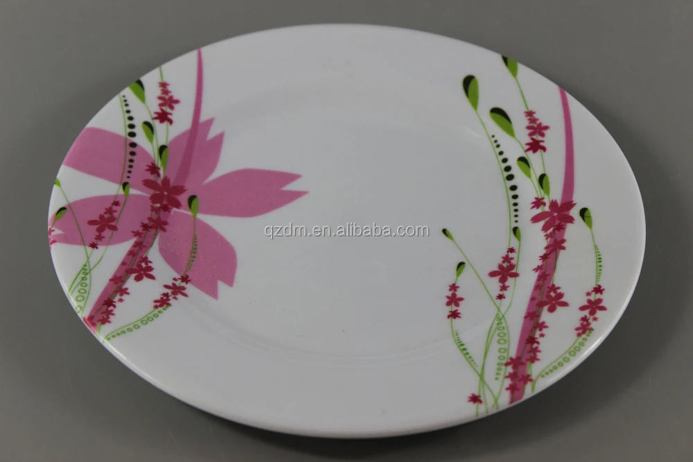 Elegant Print Melamine Round Plate For Dessert