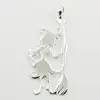 Witch With Broom Silhouette Sterling Silver Pendant