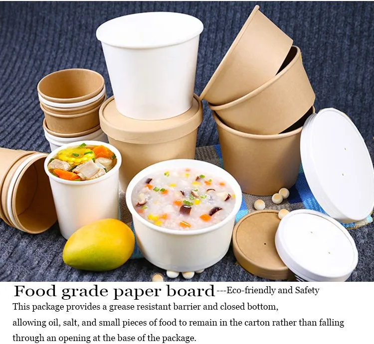 Download Eco-frindly Disposable Kraft Paper Soup Bucket Round Takeaway Soup Bowl With Lid - Buy Food ...