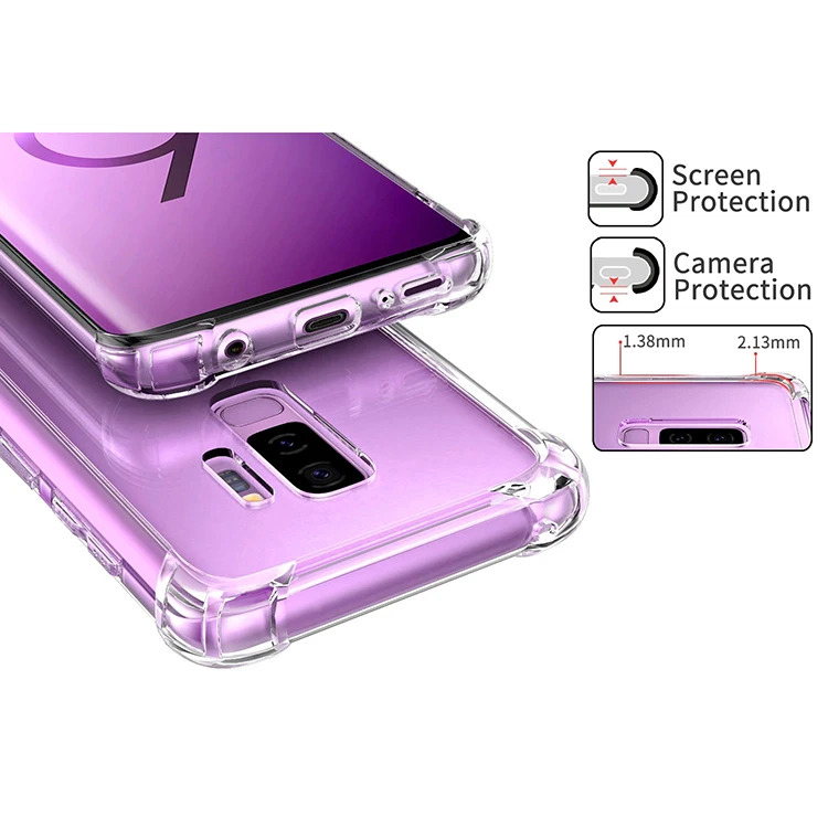 Anti-Shock Clear TPU PC Transparent Phone Case for Samsung S8 Back Cover for Samsung S9 Plus