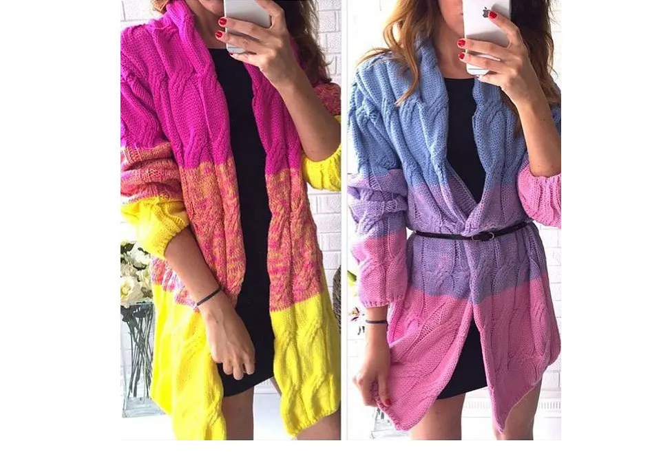 long colorful cardigan