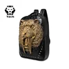 New large capacity computer outdoor travel waterproof pu animal stereo saber-toothed tiger male bag mens 3d backpack back pack