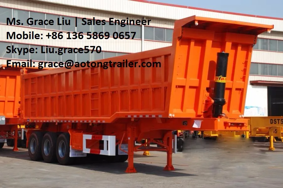 Triaxle 4 Axles Front / Side Dump Truck Trailer,60 Tons 80 Tons